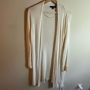 Cream colored light weight long length sweater